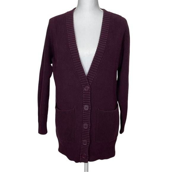 Athleta West End Oversized Knit Cardigan Maroon XS - Picture 4 of 11